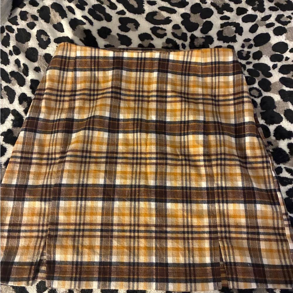Plaid Brown and Yellow Women's Skirt